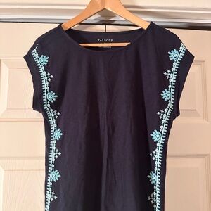Talbots Navy Blue Embroidered Women's Top